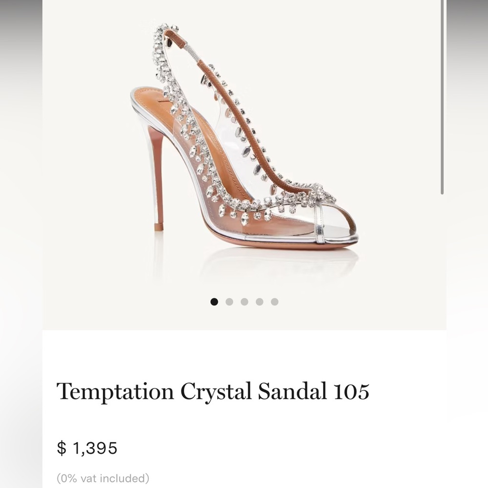 Aquazzura Temptation Silver Crystal Slingback 105 - Size 39.5